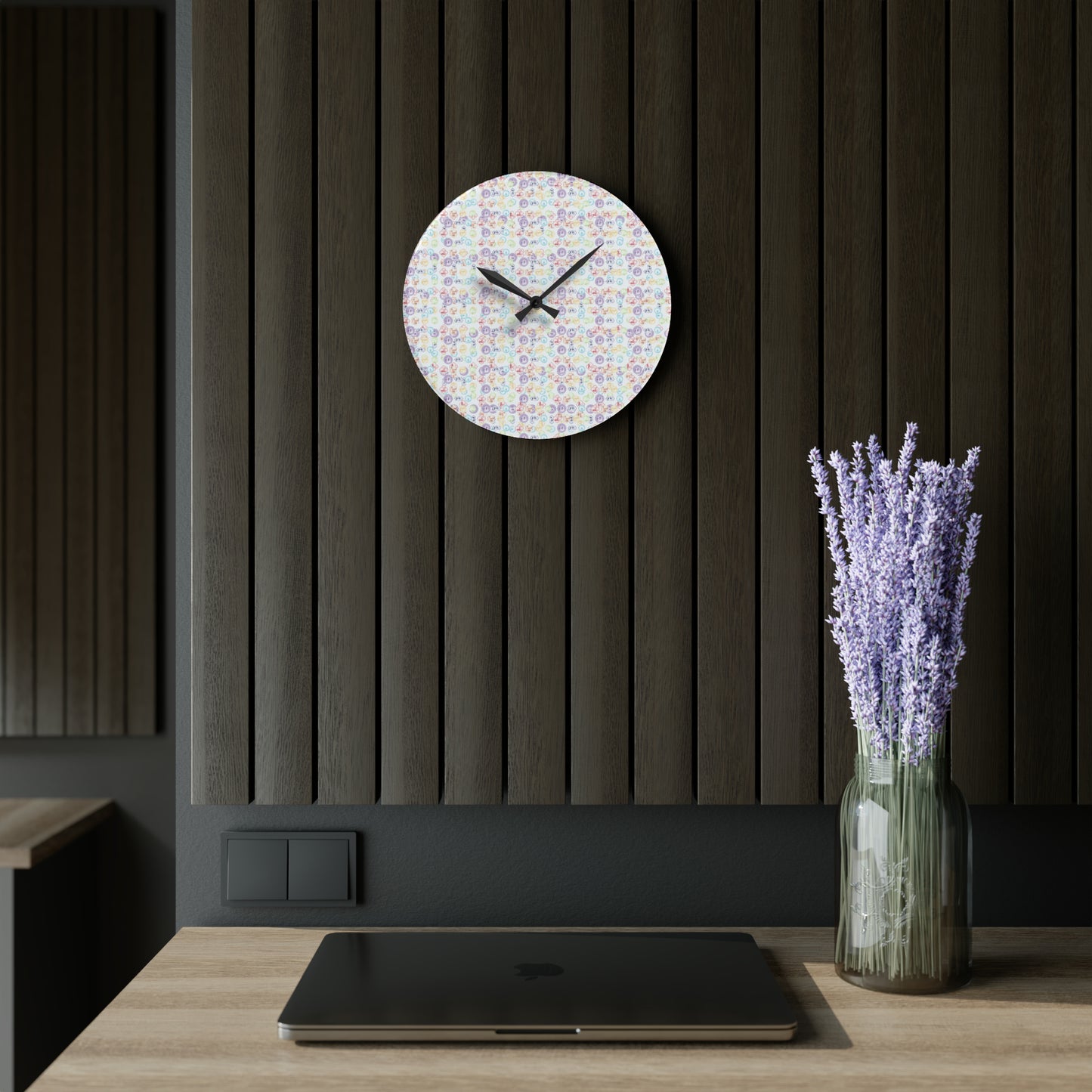 Wall Clock 7 Chakra Symbols