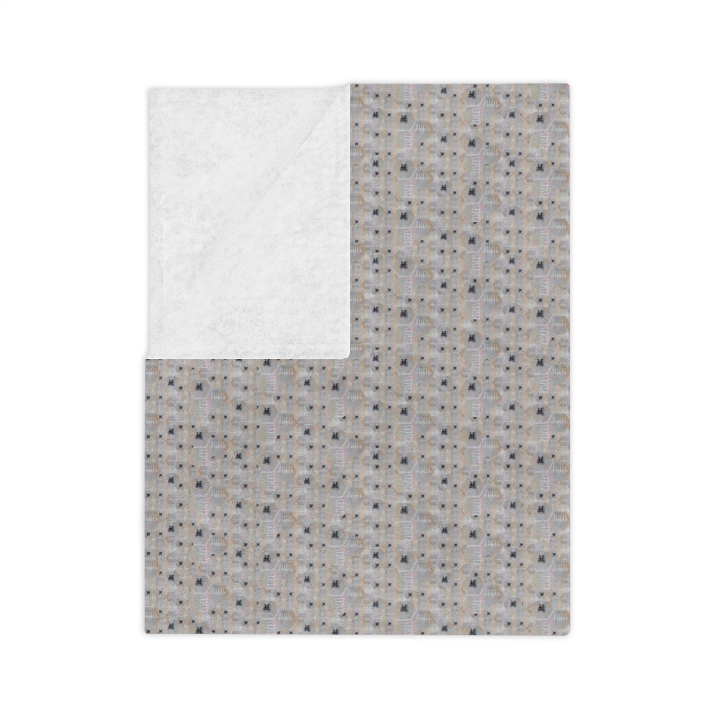 PISCES Glyph Print Minky Velveteen Blanket