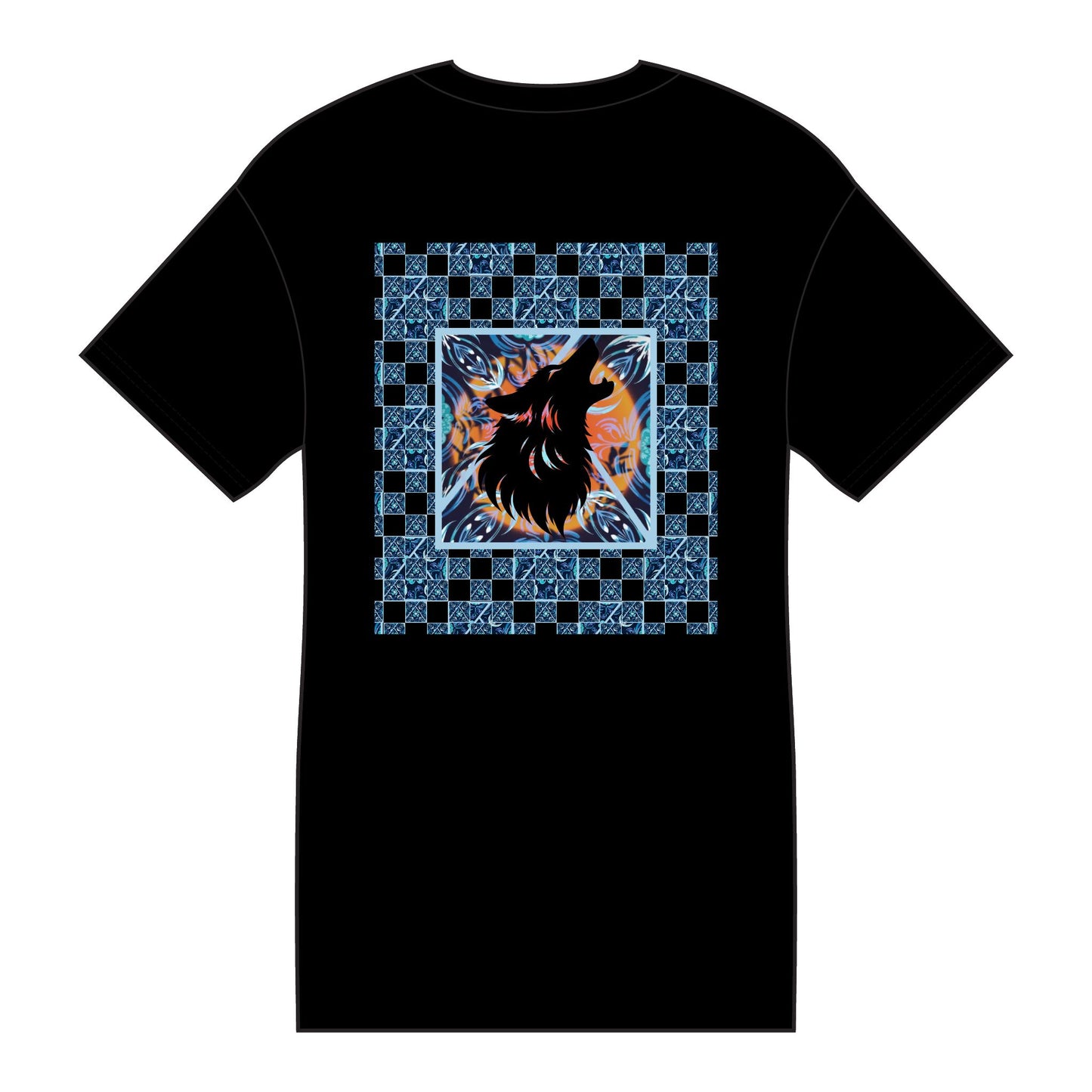 Ode to Wolf Moon Pattern #2 100% Cotton Tshirt Howling Wolf and Flying Raven Casual Fashion, Unique Gift, Everyday Wear, Trendy Top, Summer Wardrobe