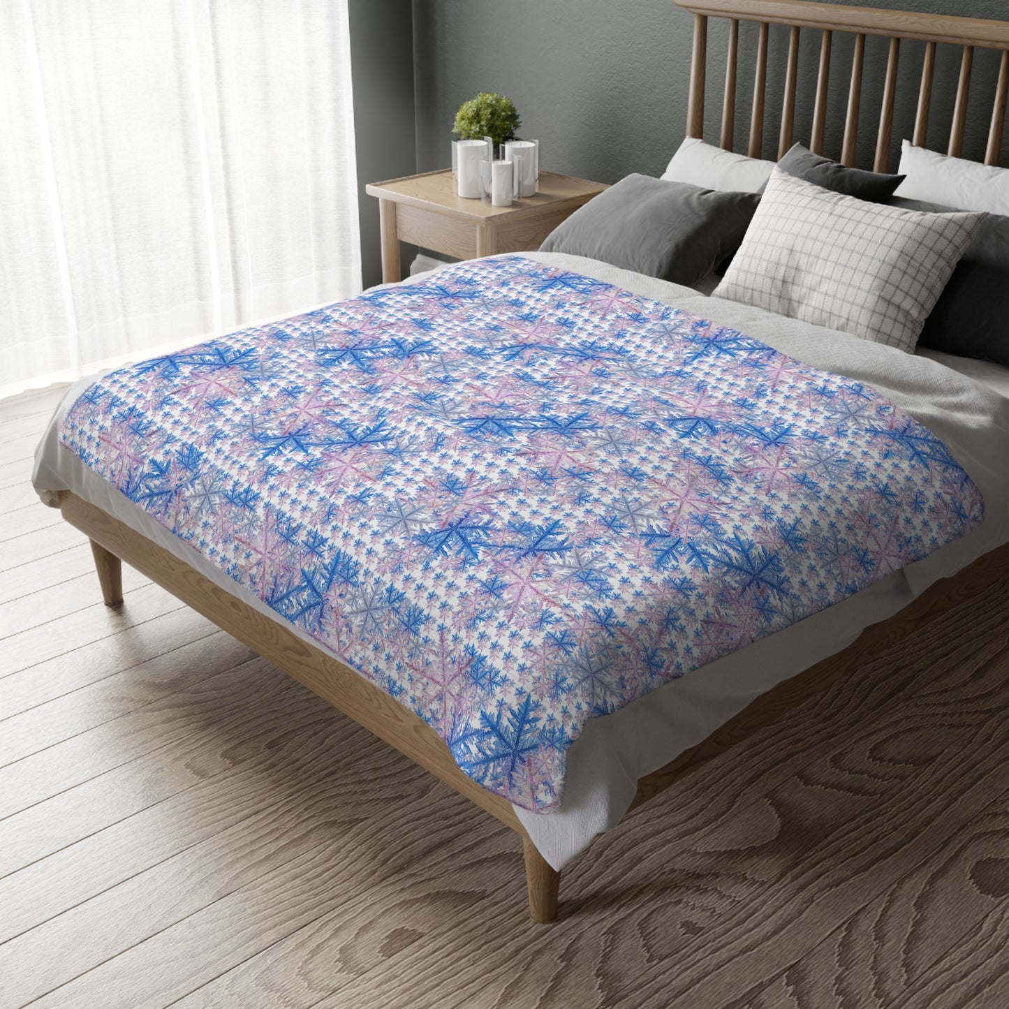 Winter WonderLand Collection SnowFlakes Design Throw Blanket Snowflakes Velveteen Microfiber