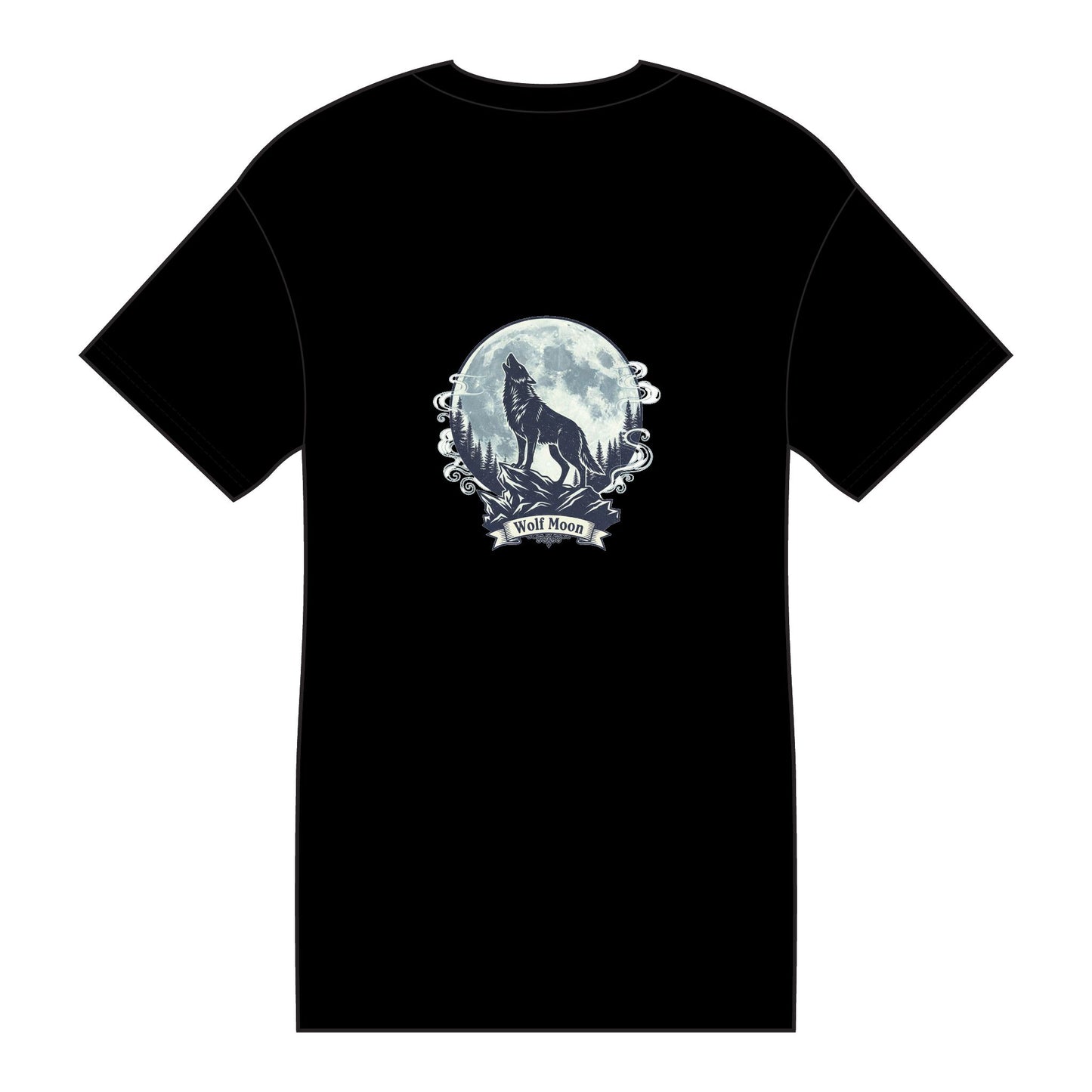Ode to Wolf Moon Pattern #4 100% Cotton Tshirt Howling Wolf and Flying Raven Casual Fashion, Unique Gift, Everyday Wear, Trendy Top, Summer Wardrobe