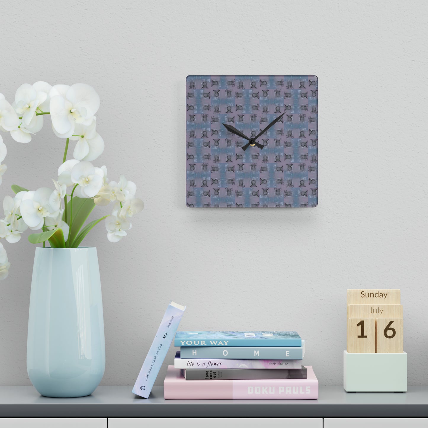TAURUS Glyph Print Wall Clock (Taurus)