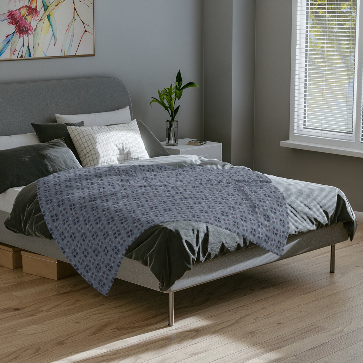 VIRGO Glyph Print Minky Velveteen Blanket