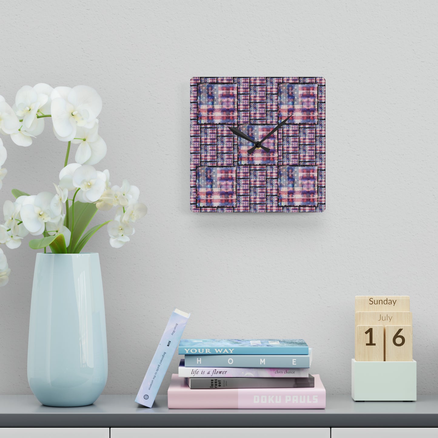 Wall Clock American Flag Print