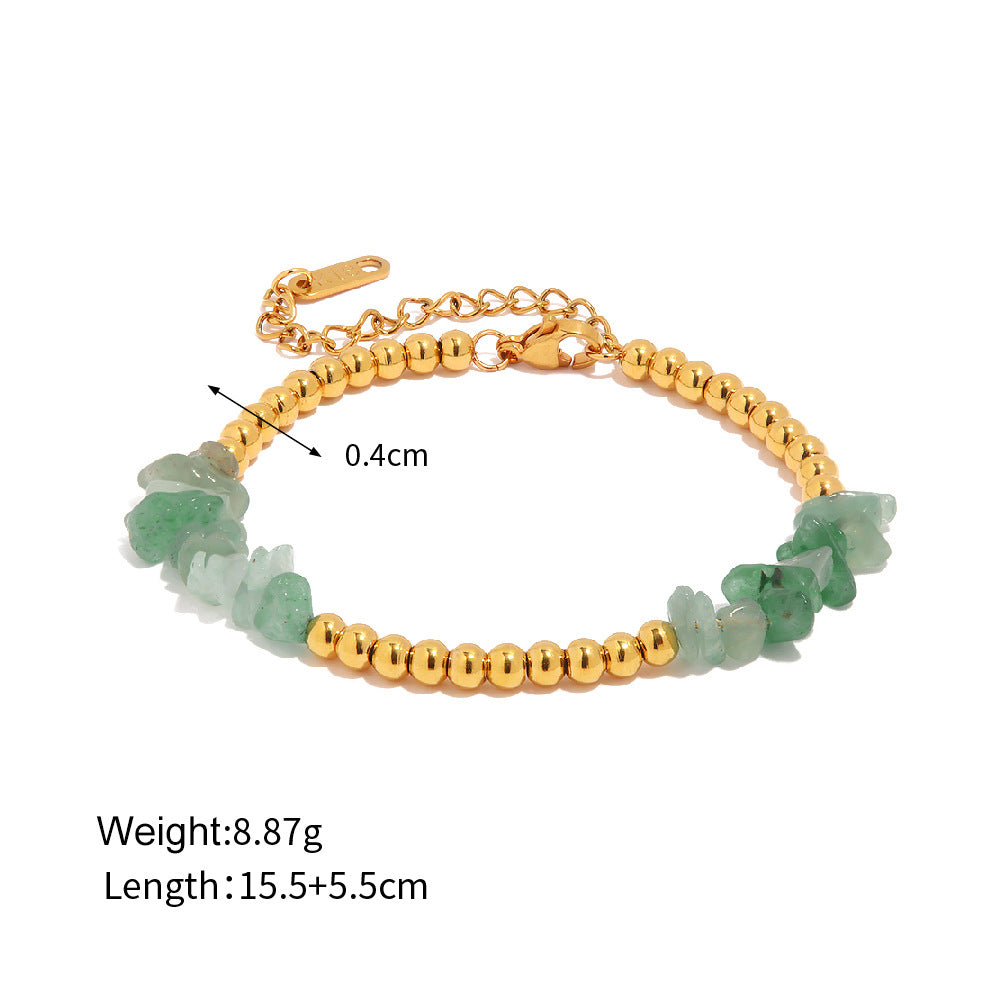 ZZZ Jewelry AquaMarine, Rose Quartz, Turqoise Gem Stone Bracelets (18K Gold)