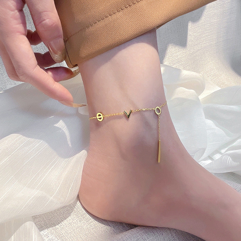 ZZZ Jewelry fashion simple love font design versatile anklet