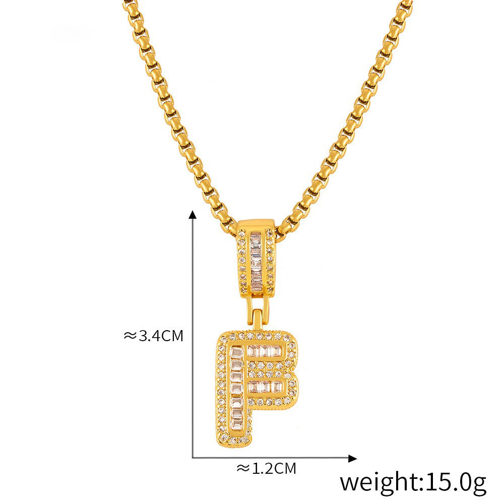 ZODIAC Aries Diamonds Are a girls best friend BirthStone 18K gold exquisite dazzling 26 letters inlaid with diamonds design versatile necklace