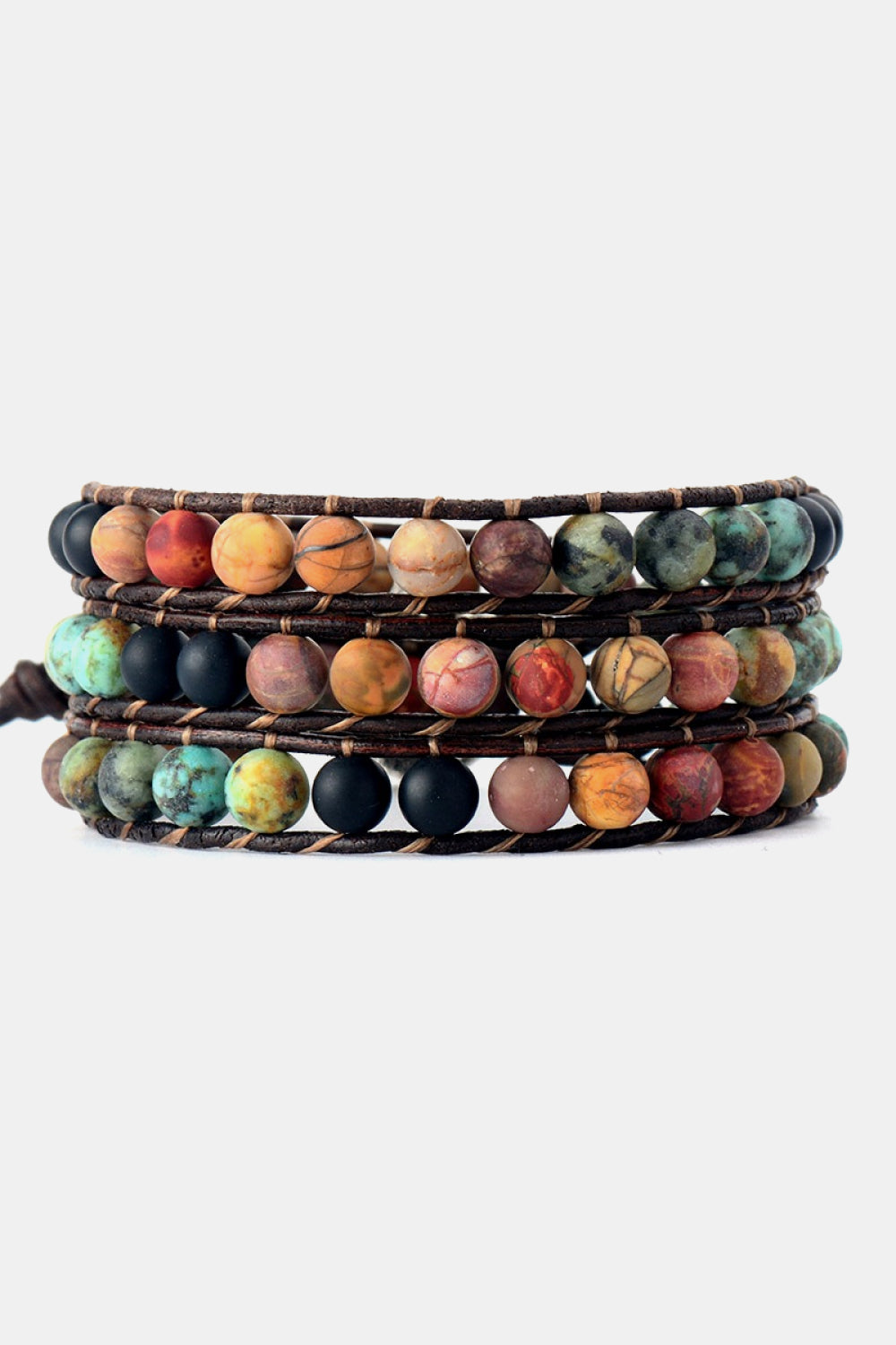 ZZZ Jewelry Handmade Triple Layer Beaded Agate Bracelet