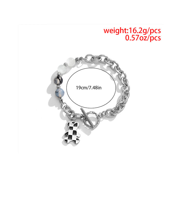 ZZZ Uni-Sex Chessboard (B&W) small bear Bracelet