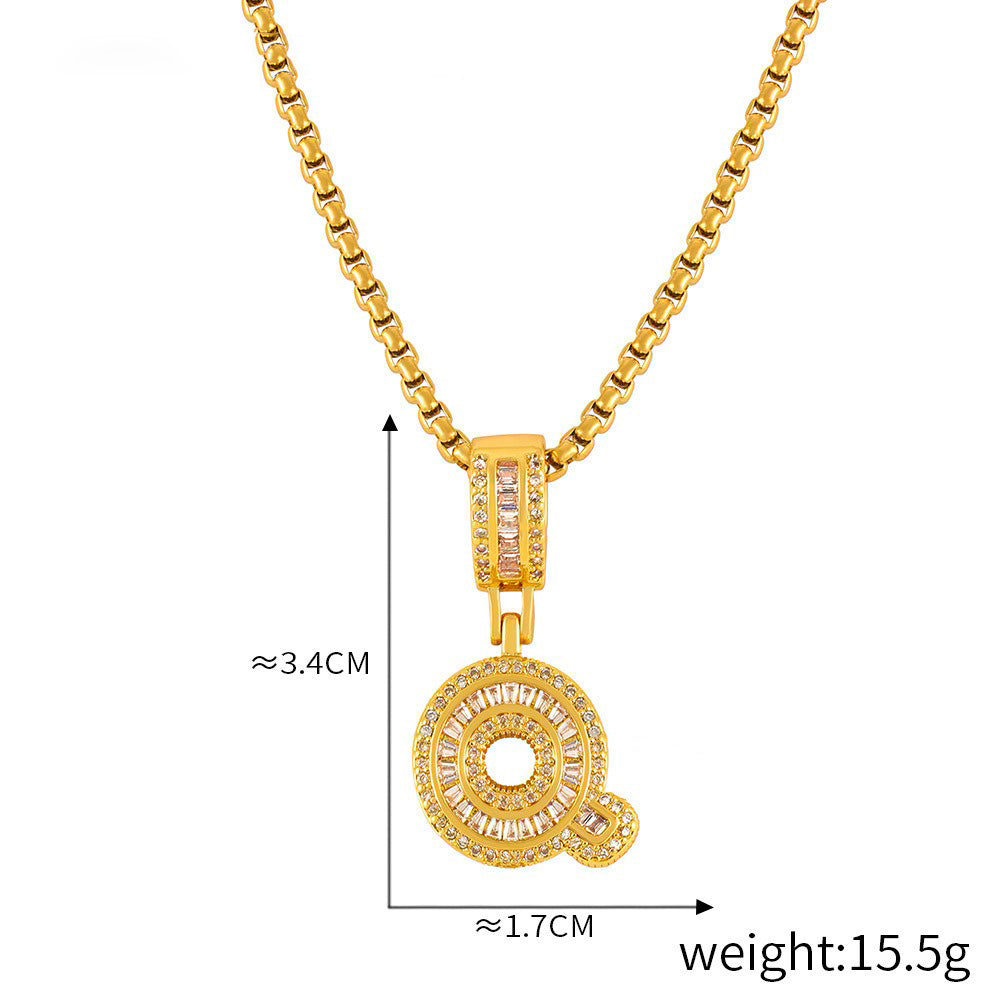 ZODIAC Aries Diamonds Are a girls best friend BirthStone 18K gold exquisite dazzling 26 letters inlaid with diamonds design versatile necklace