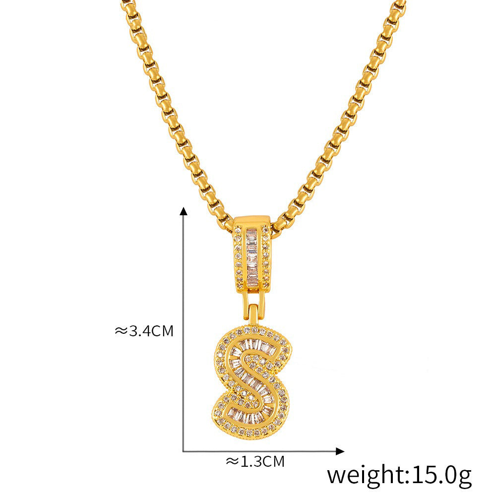 ZODIAC Aries Diamonds Are a girls best friend BirthStone 18K gold exquisite dazzling 26 letters inlaid with diamonds design versatile necklace