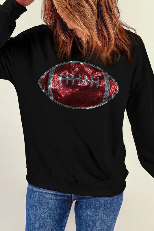 Women's Winter Vibes Sequin Football Long Sleeve Sweatshirt