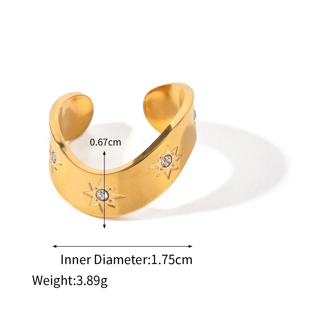ZZZ Star Pattern Inlaid Zircon Design Versatile Hoop Earrings