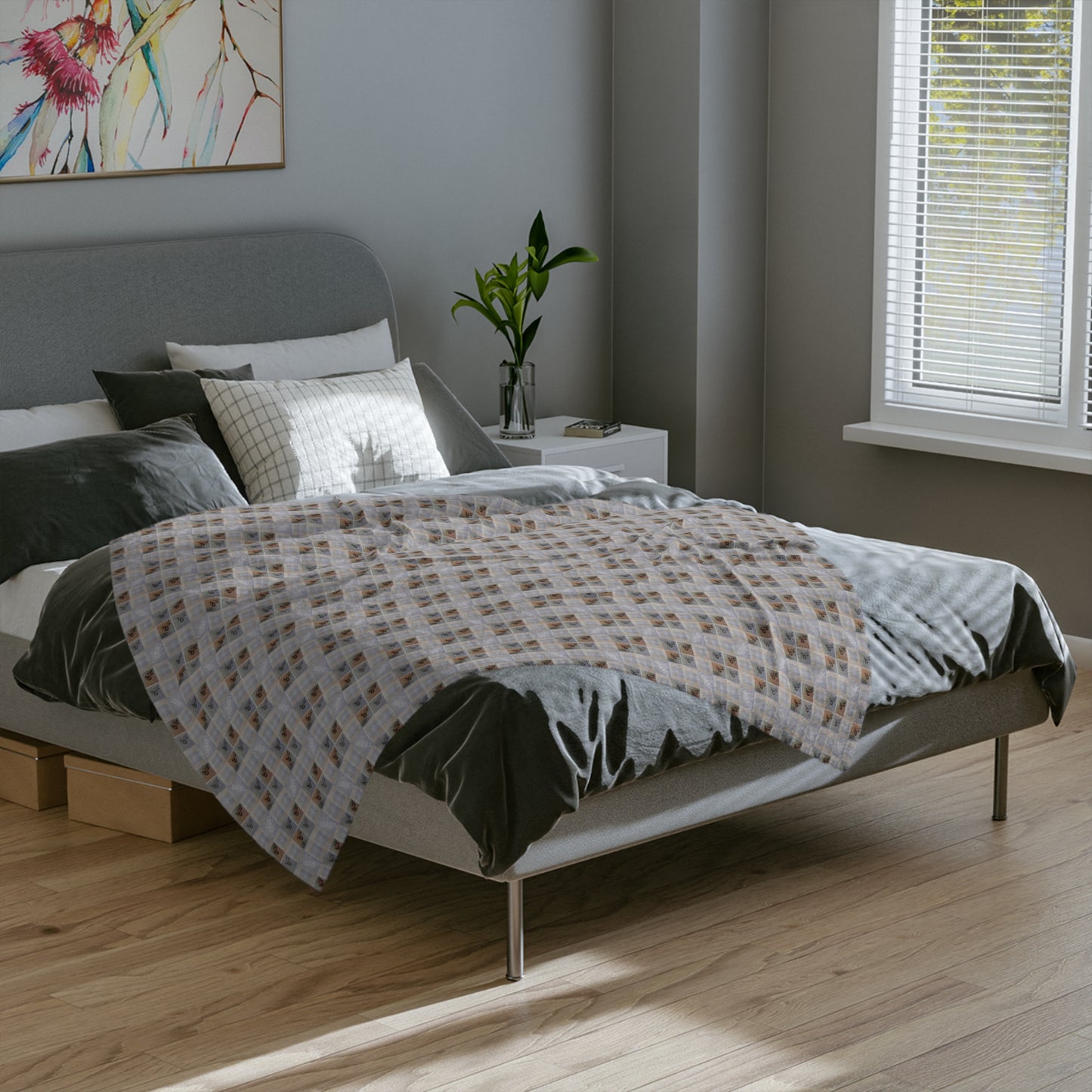 CAPRICORN Glyph Print Minky Velveteen Faux Blanket