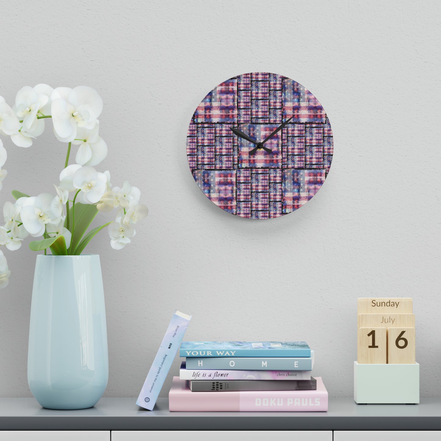 Wall Clock American Flag Print