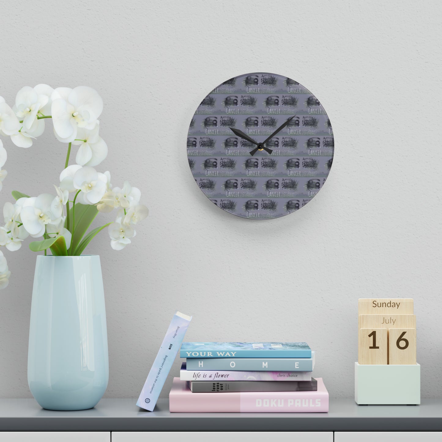 CANCER Glyph Print Wall Clock (Cancer)