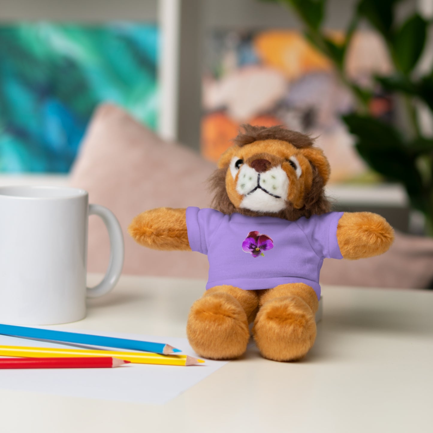 Calendar MONTH 02 February Flower “Violet” Tee shirt detail on Animal of choice (5) to choose from - Perfect Gift for Babies and Toddlers