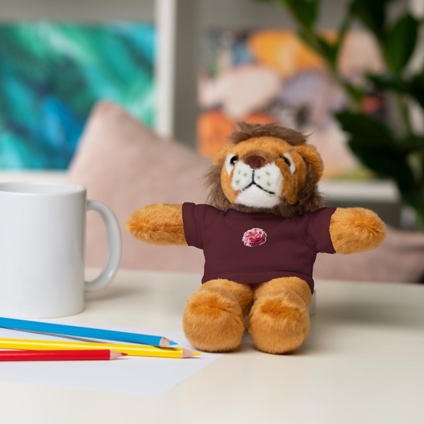 Calendar MONTH 01 January Flower “Carnation” Tee shirt detail on Animal of choice (5) to choose from - Perfect Gift for Babies and Toddlers
