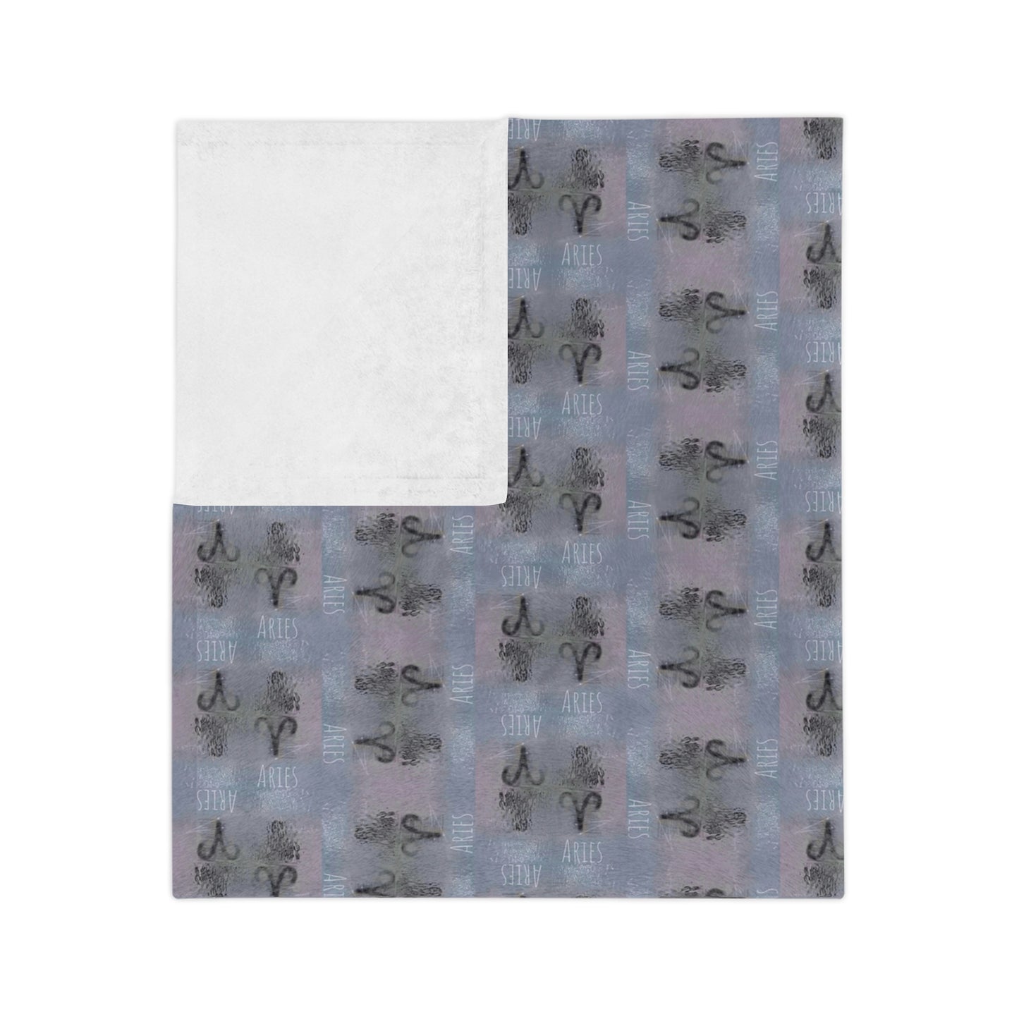 ARIES Glyph Print Minky Velveteen Blanket