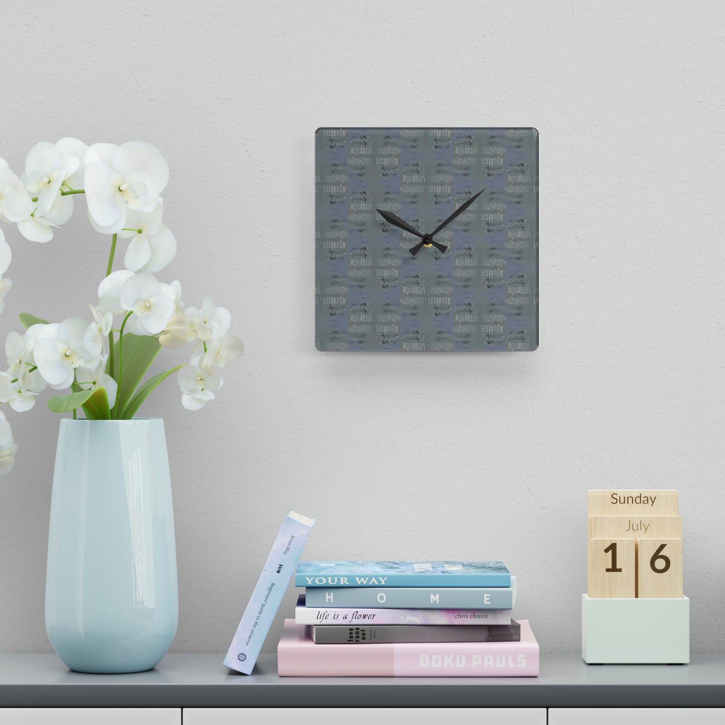 AQUARIUS Glyph Wall Clock (Aquarius)