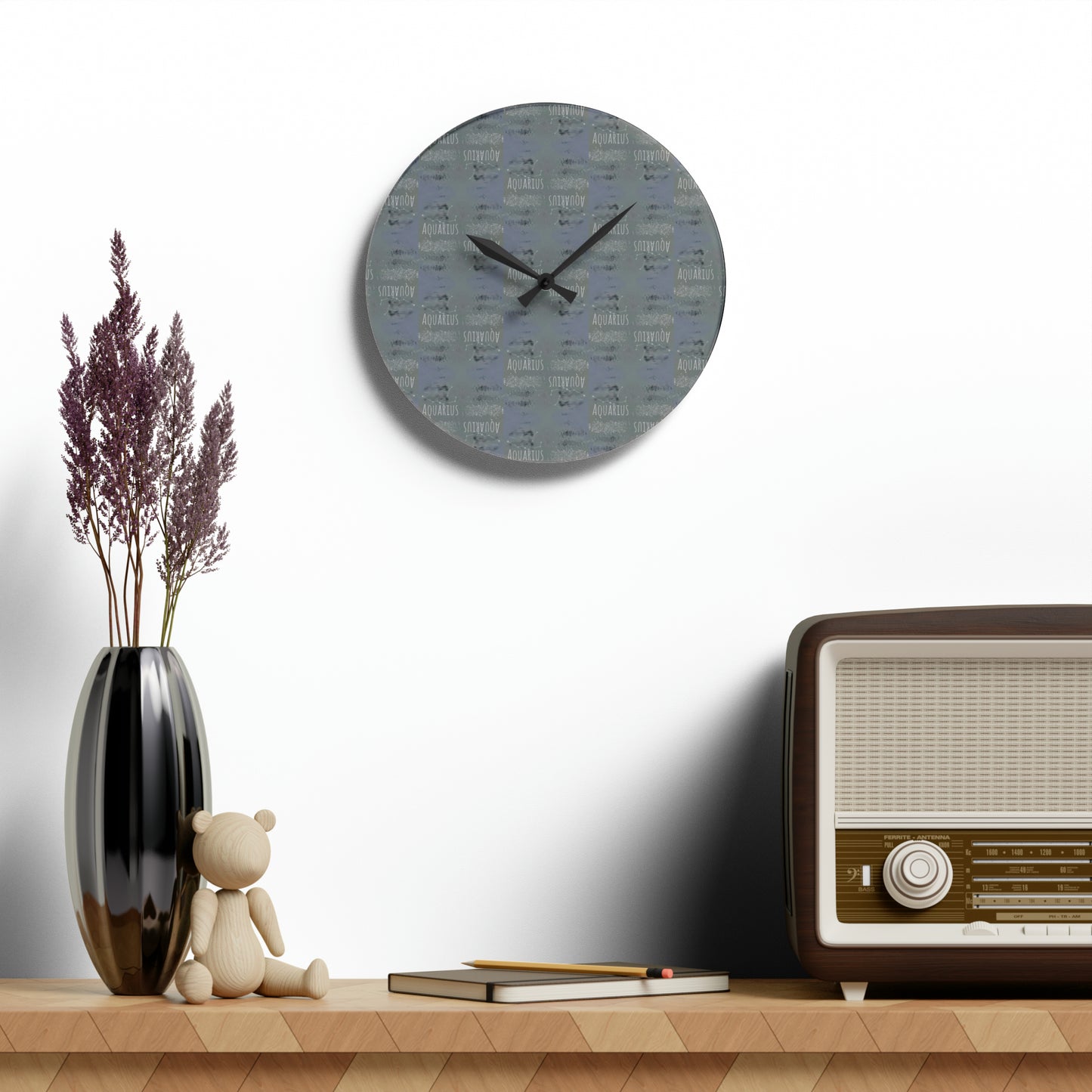 AQUARIUS Glyph Wall Clock (Aquarius)