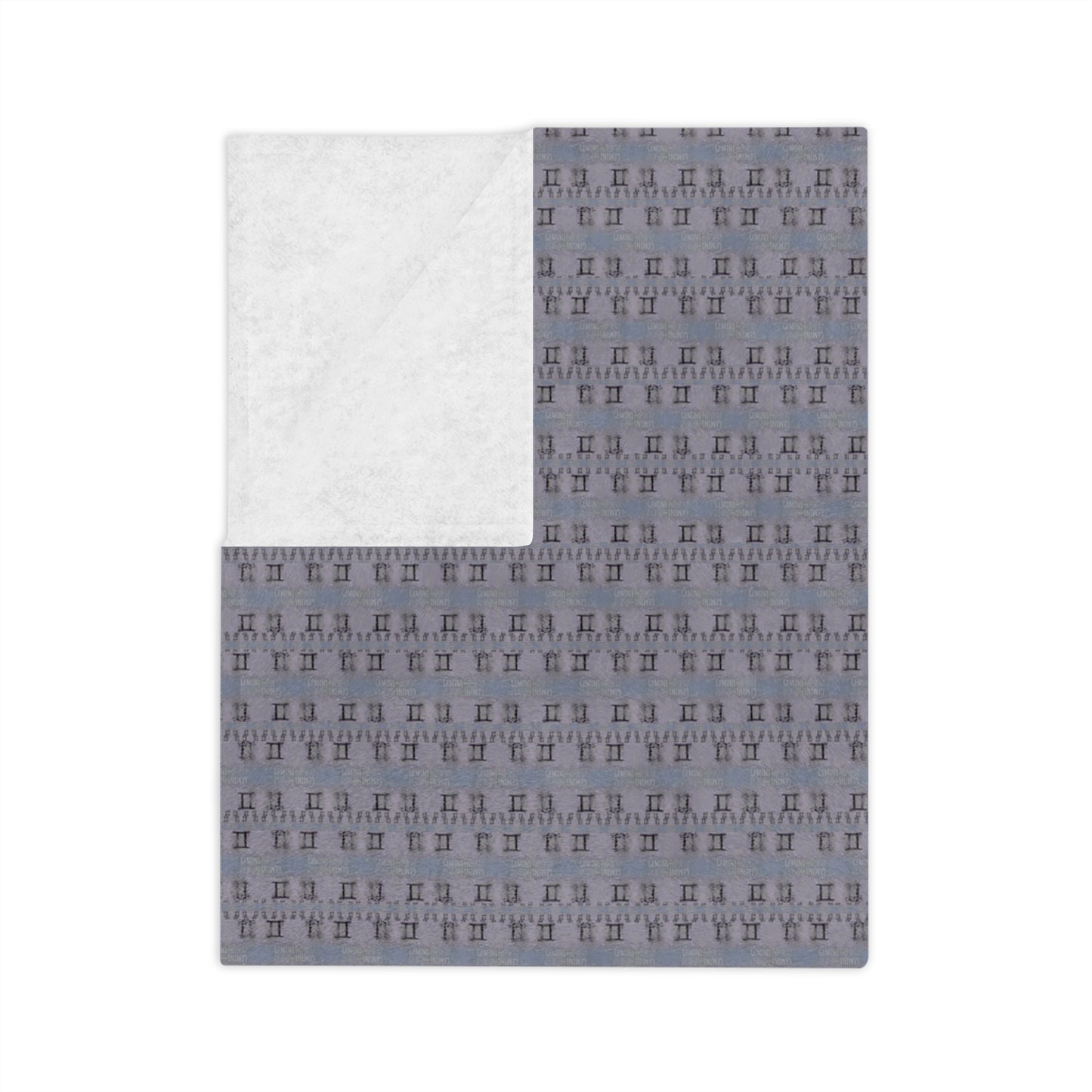 GEMINI Glyph Print Minky Velveteen Blanket