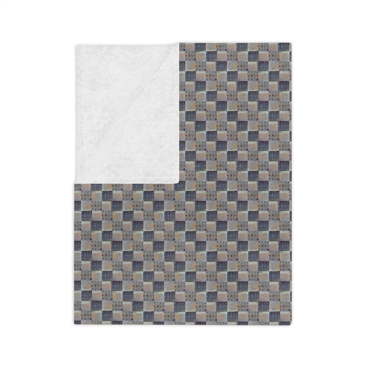 XYZodiacs 12 Zodiac Signs Checkered Print Minky Velveteen Blanket