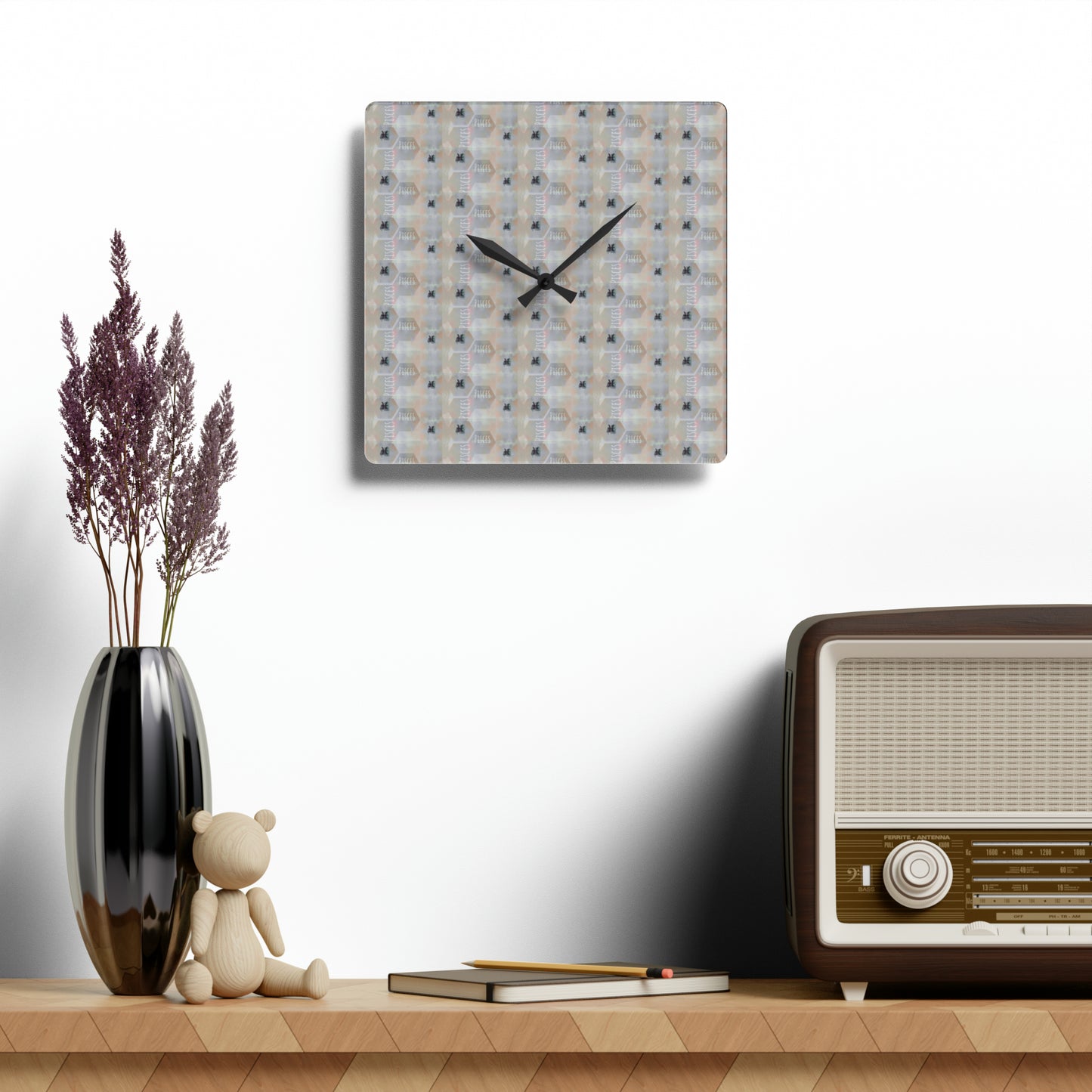 PISCES Glyph Print Wall Clock (Pisces)