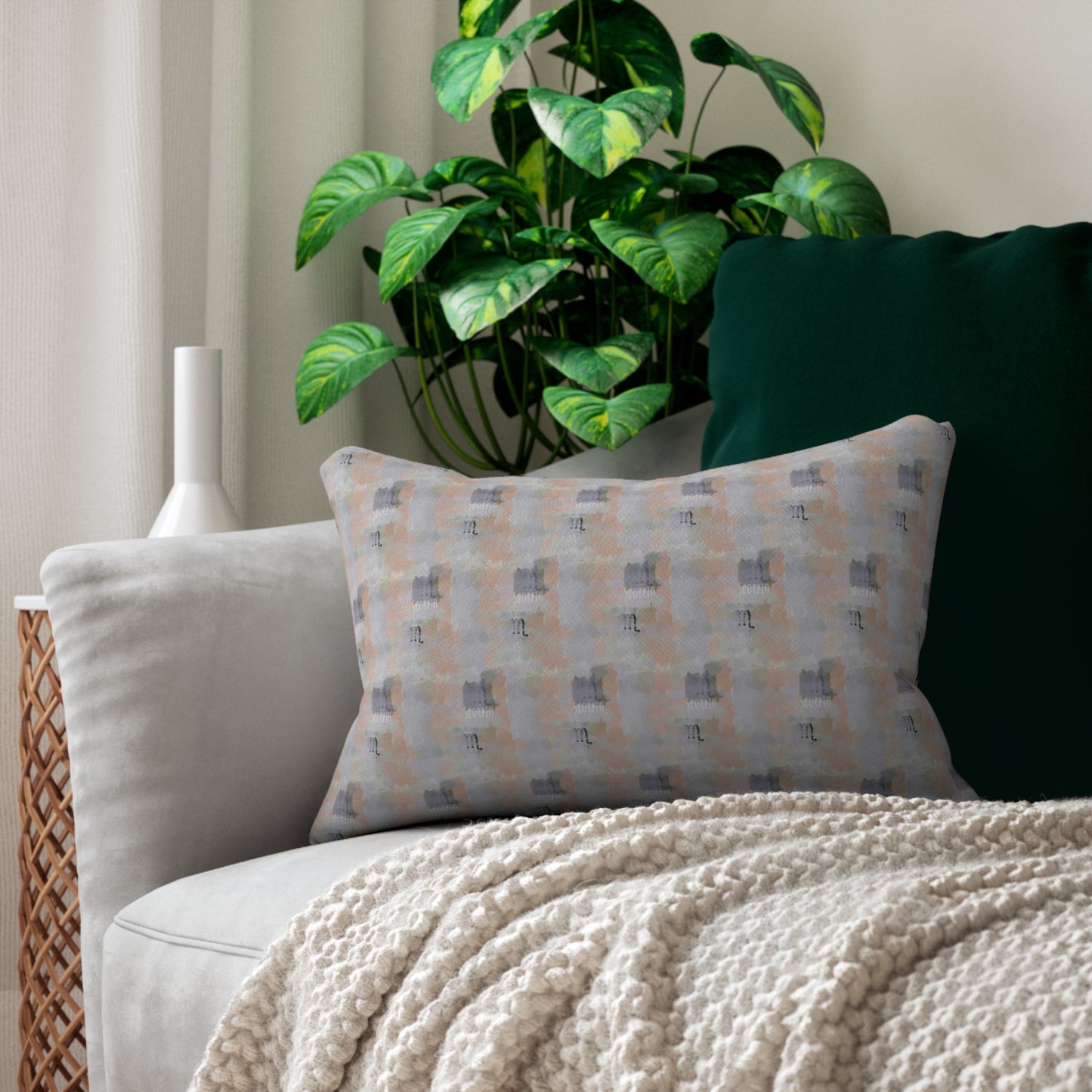 Scorpio Glyph Print Lumbar Pillow