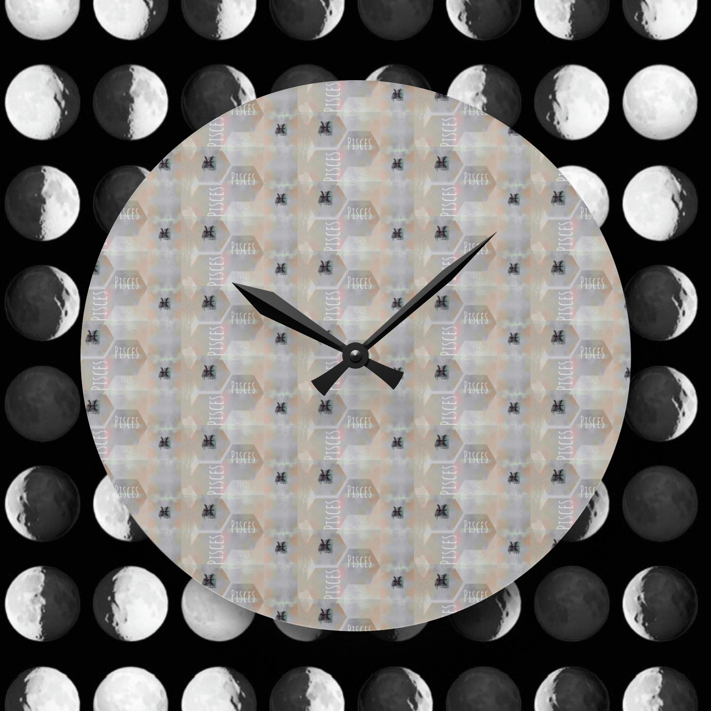 PISCES Glyph Print Wall Clock (Pisces)
