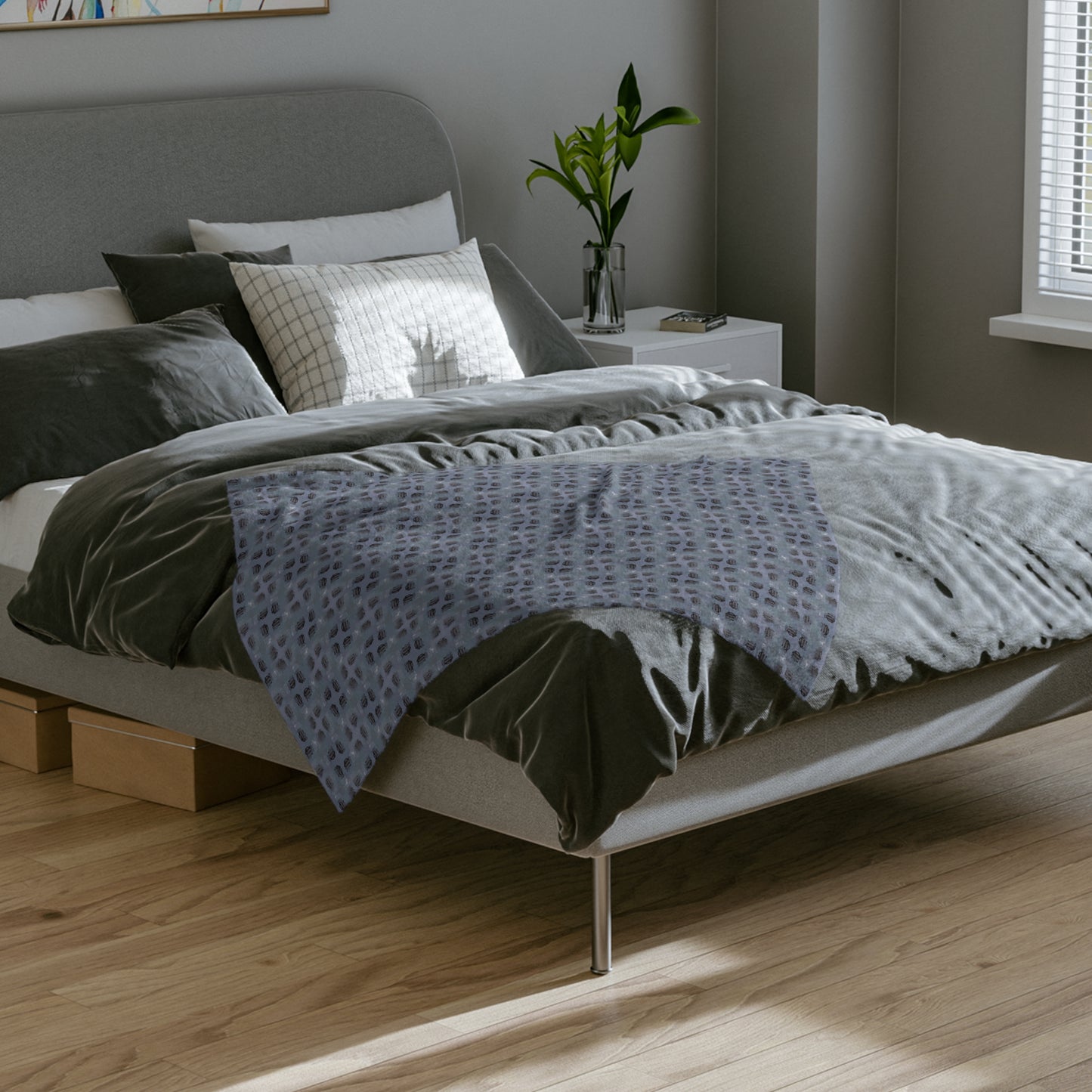 VIRGO Glyph Print Minky Velveteen Blanket