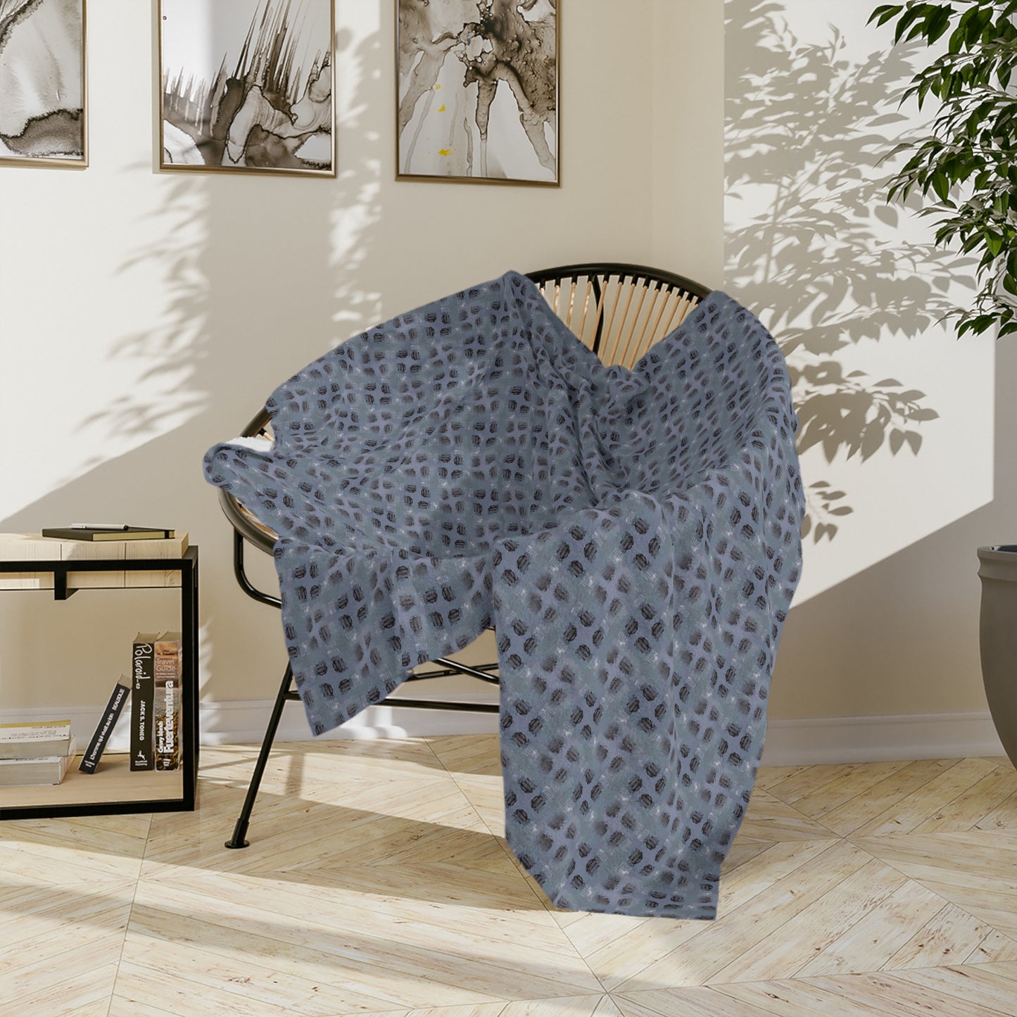 VIRGO Glyph Print Minky Velveteen Blanket