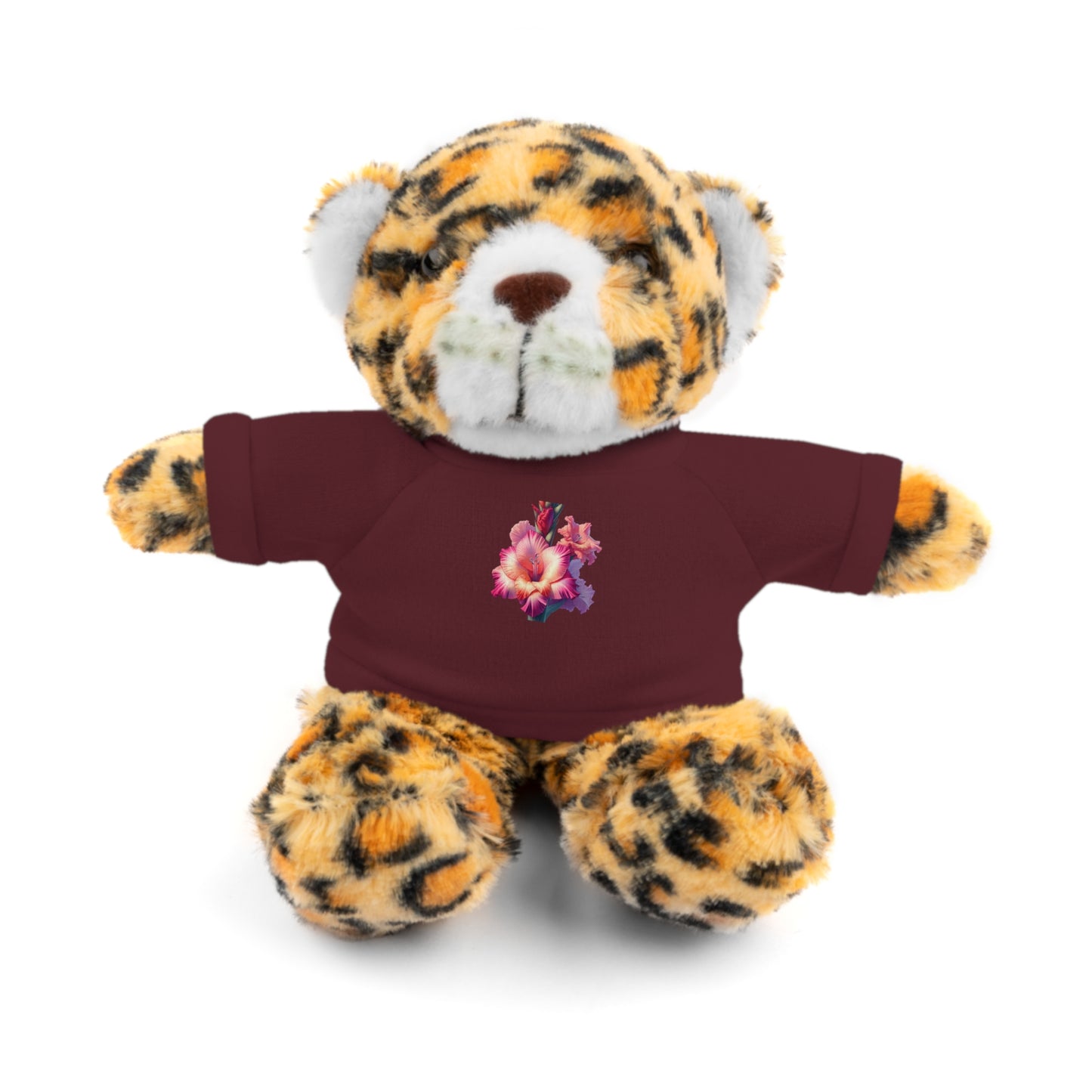 Calendar MONTH 08 August Flower “Gladiolus” Tee shirt detail on Animal of choice (5) to choose from - Perfect Gift for Babies and Toddlers