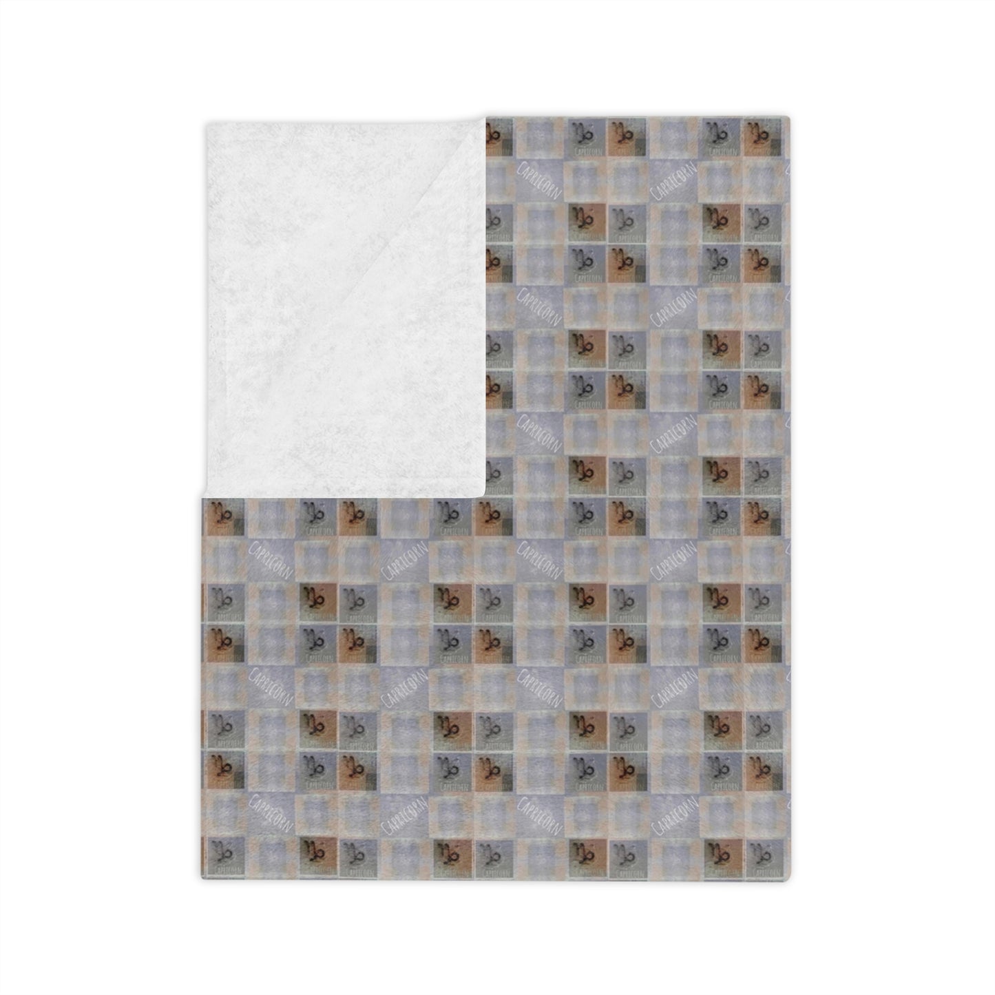 CAPRICORN Glyph Print Minky Velveteen Faux Blanket