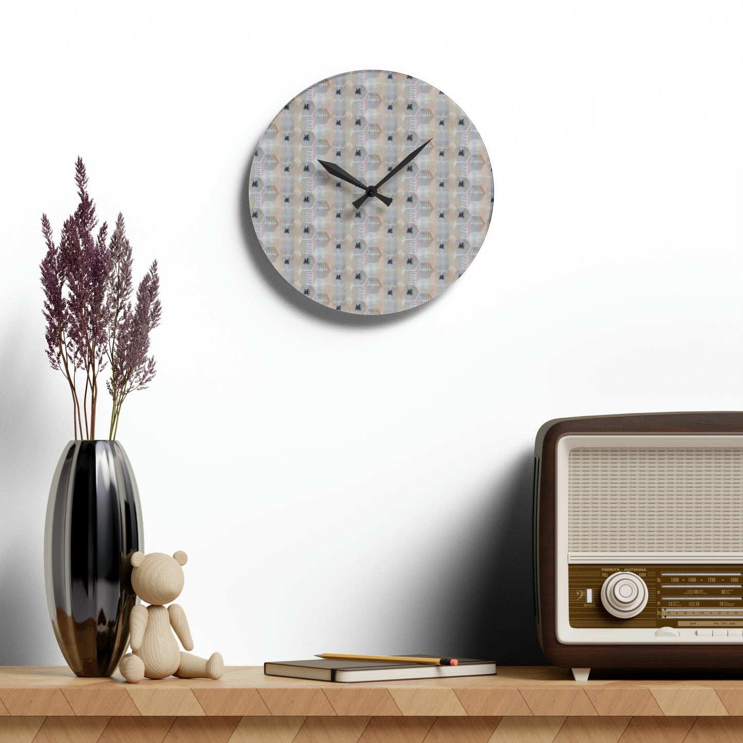 PISCES Glyph Print Wall Clock (Pisces)