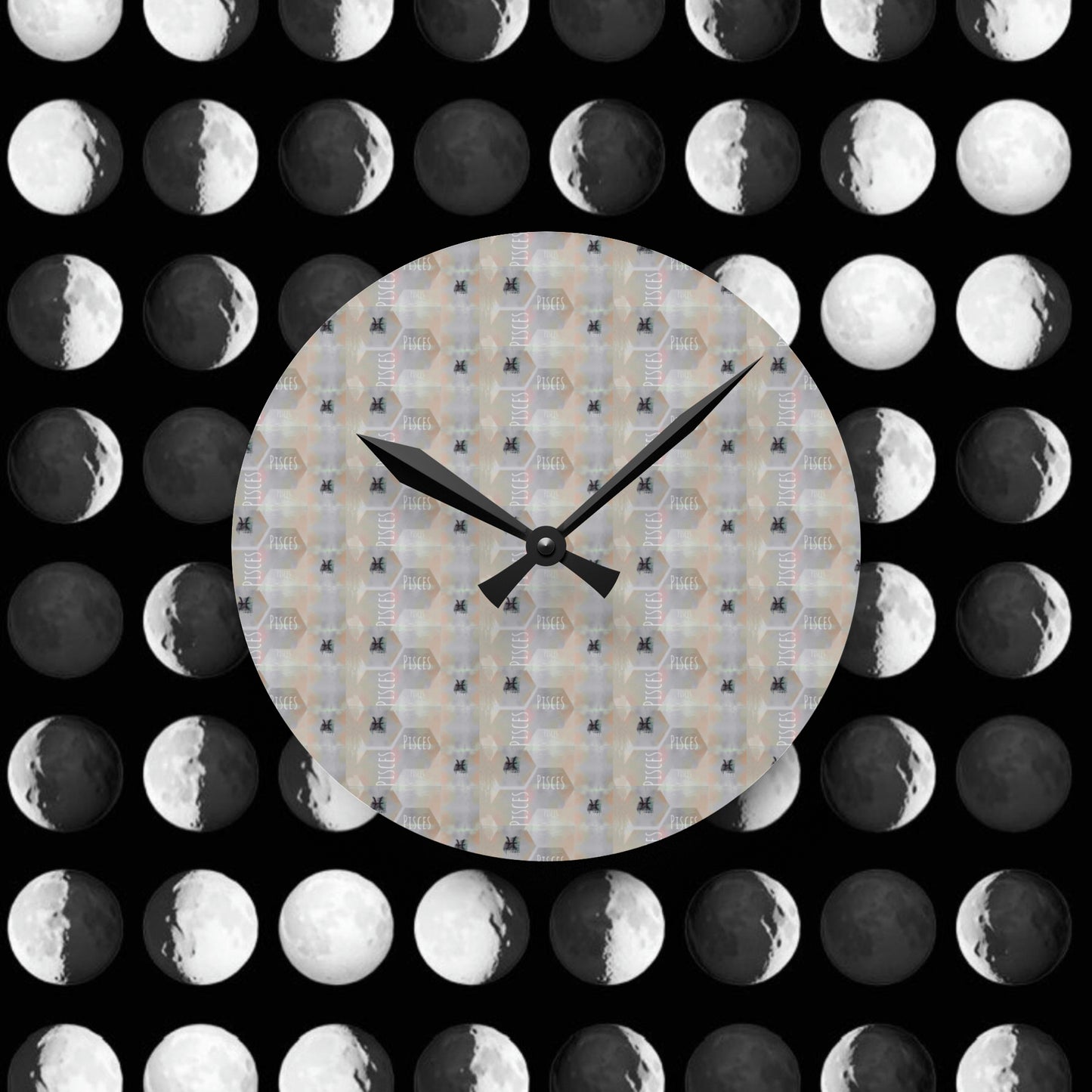 PISCES Glyph Print Wall Clock (Pisces)