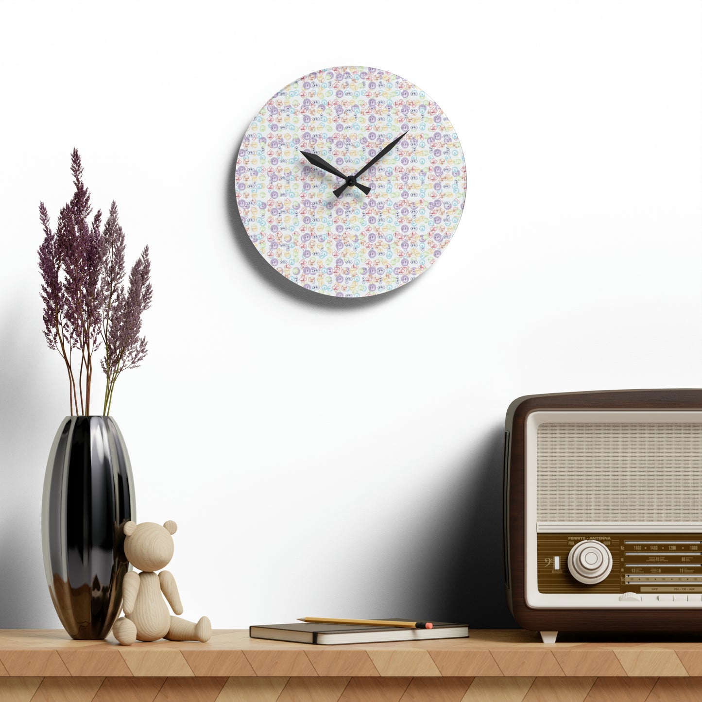 Wall Clock 7 Chakra Symbols