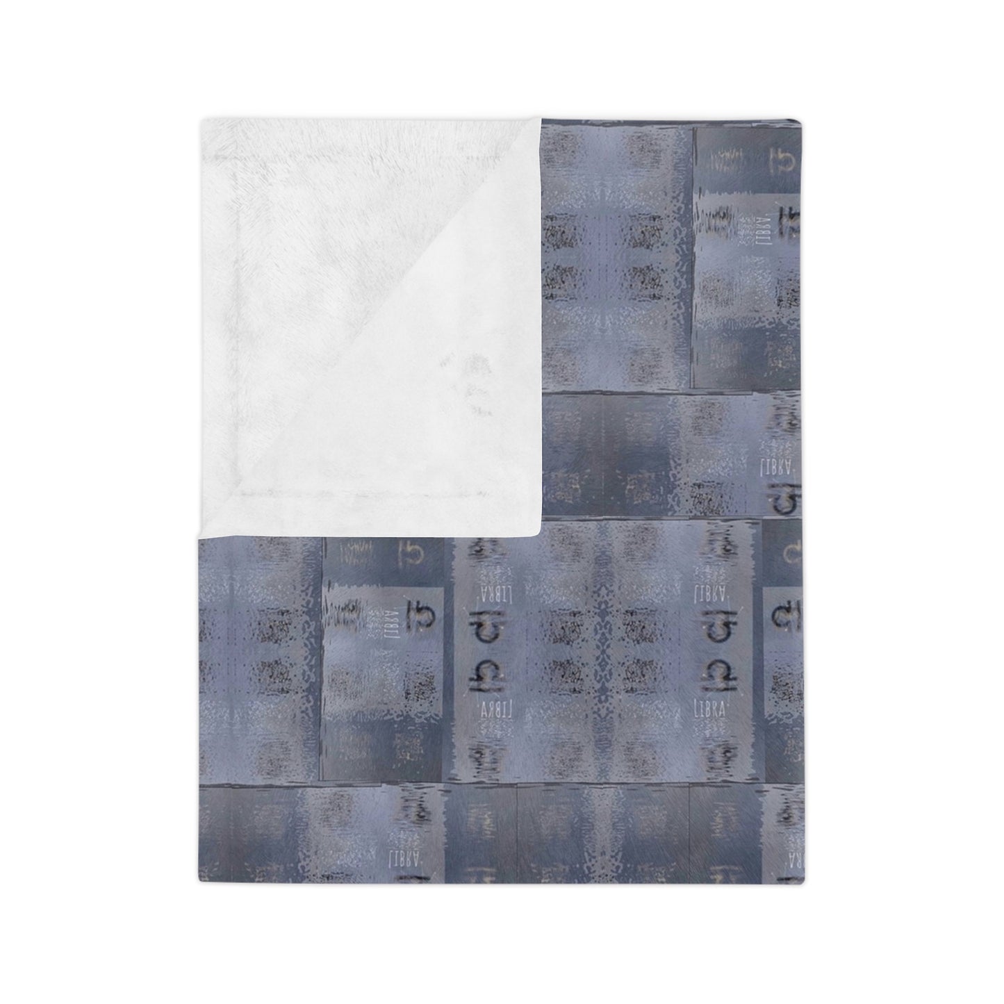LIBRA Glyph Print Minky Velveteen Blanket