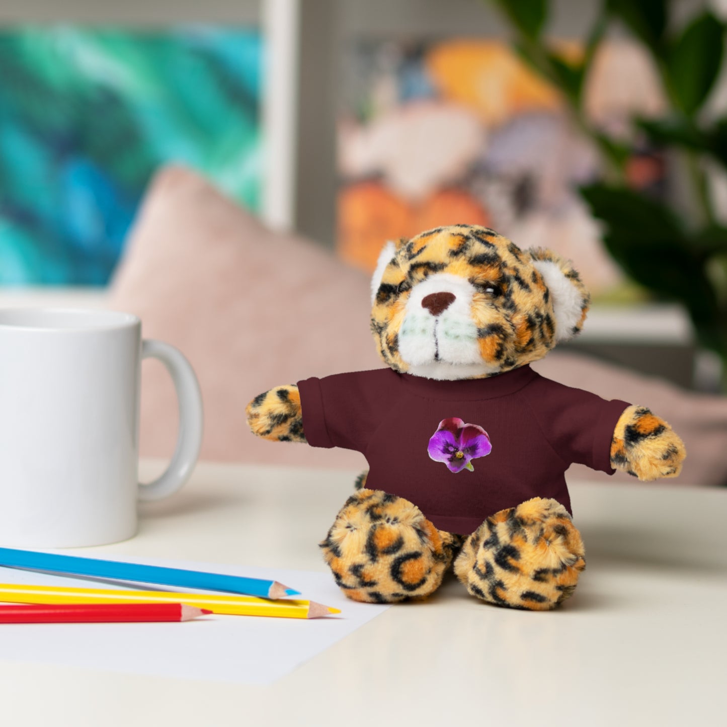 Calendar MONTH 02 February Flower “Violet” Tee shirt detail on Animal of choice (5) to choose from - Perfect Gift for Babies and Toddlers
