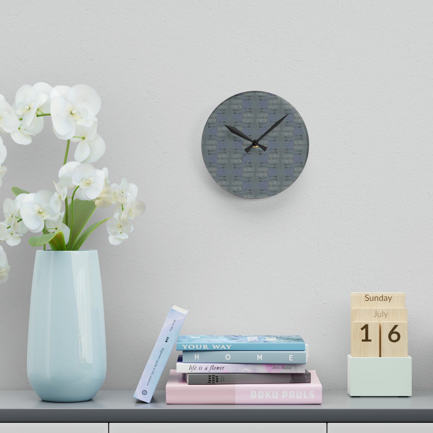 AQUARIUS Glyph Wall Clock (Aquarius)