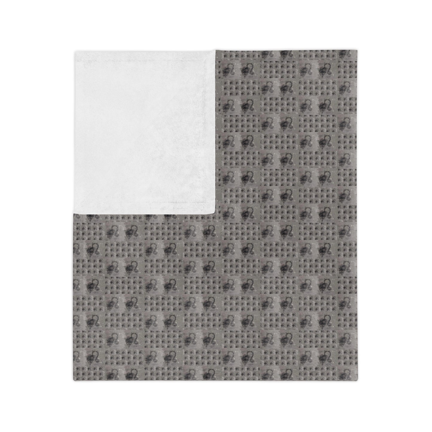 Leo Glyph Print Minky Velveteen Blanket