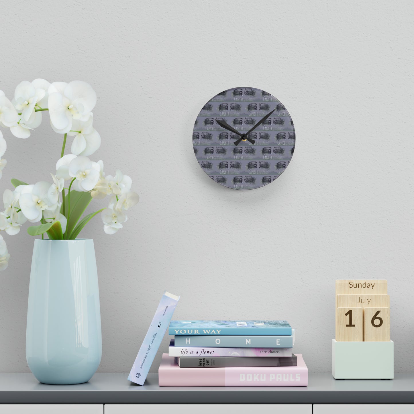 CANCER Glyph Print Wall Clock (Cancer)