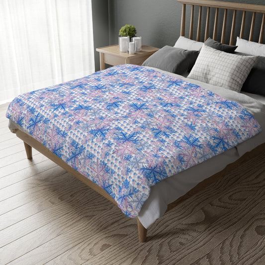 Winter WonderLand Collection SnowFlakes Design Throw Blanket Snowflakes Velveteen Microfiber