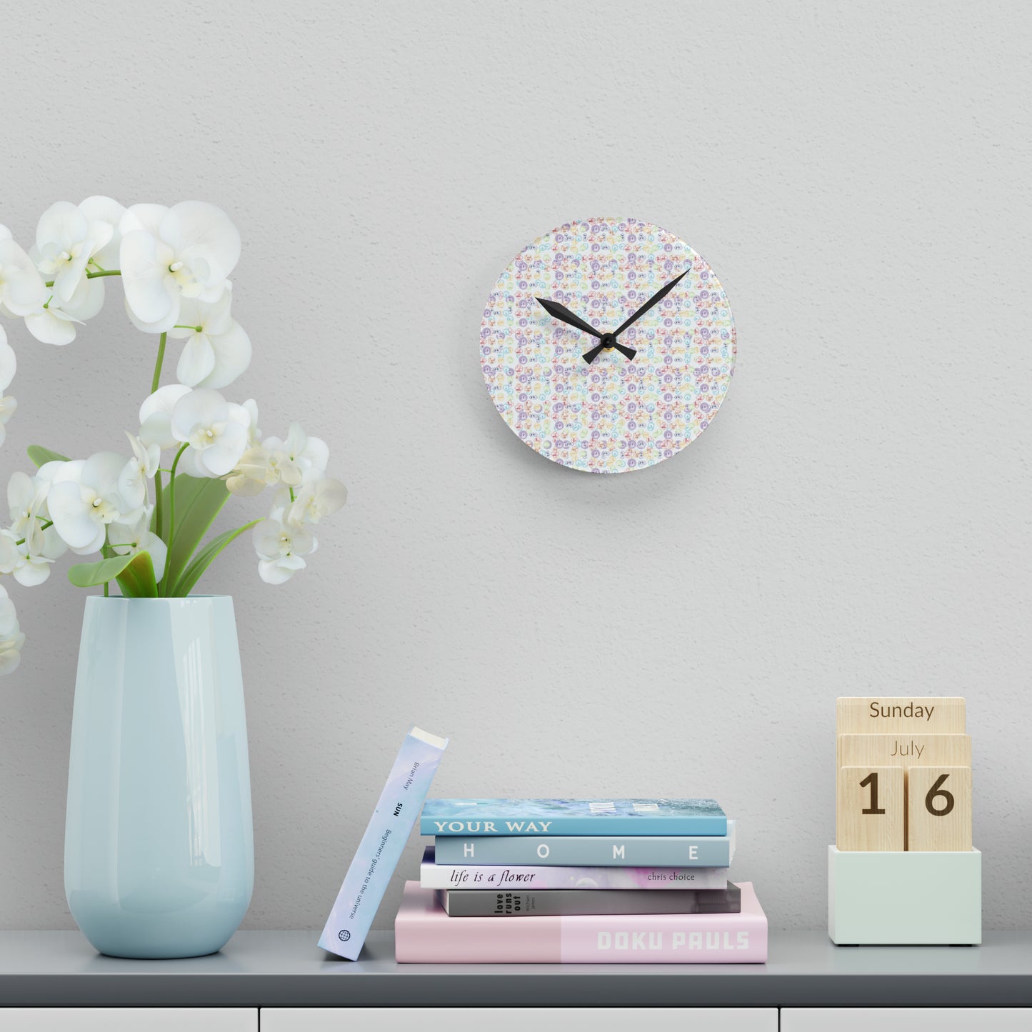 Wall Clock 7 Chakra Symbols