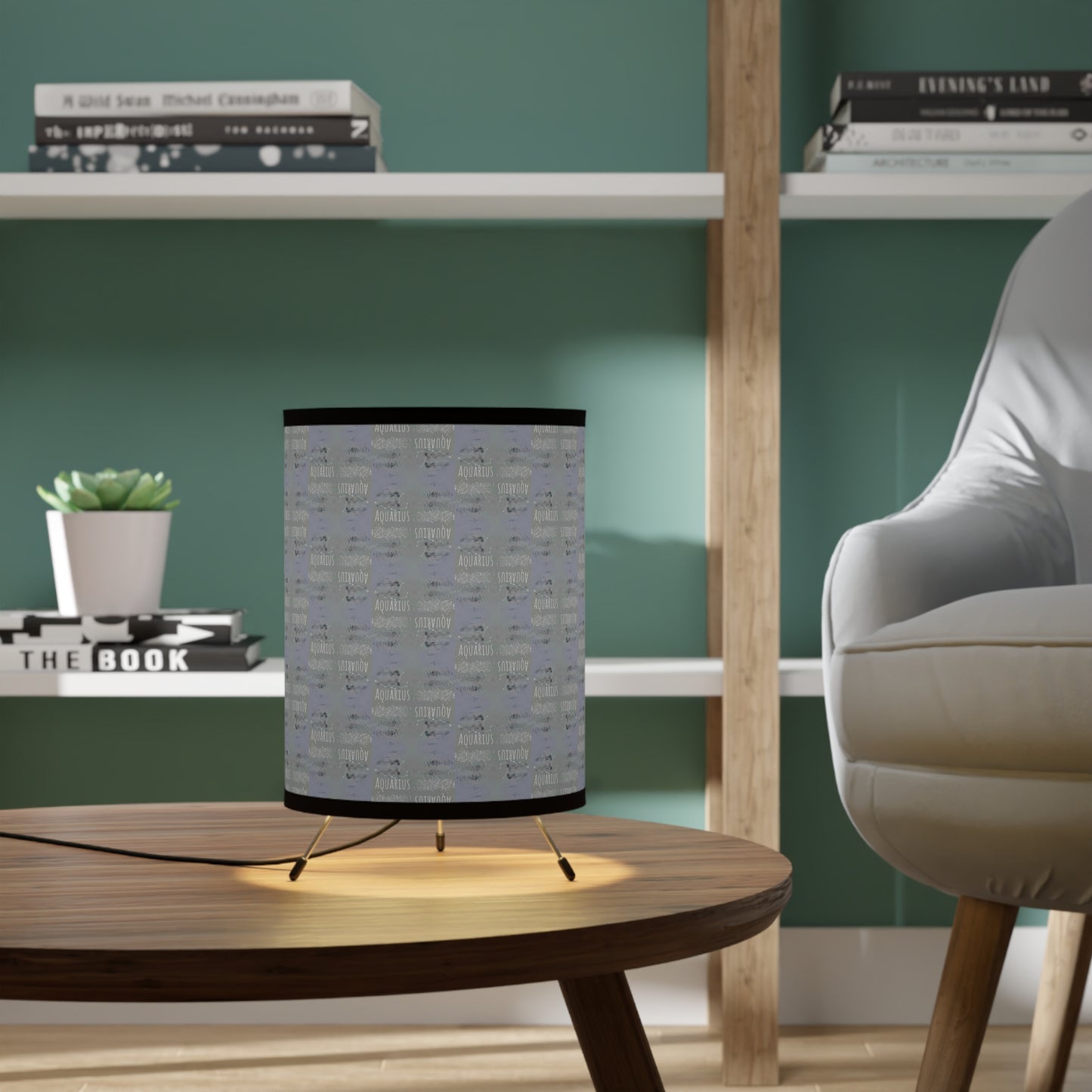 AQUARIUS Glyph Print Lamp TriPod with High-Res Printed Shade (Aquarius)