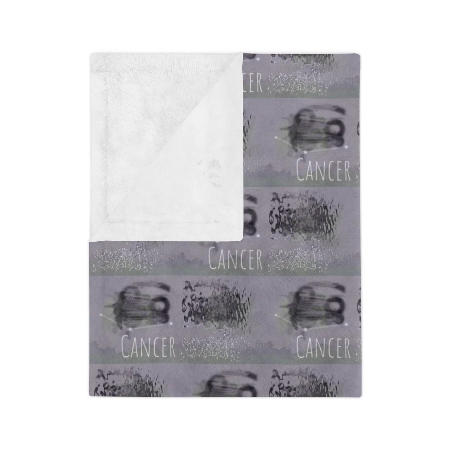 CANCER Glyph Print Minky Velveteen Blanket