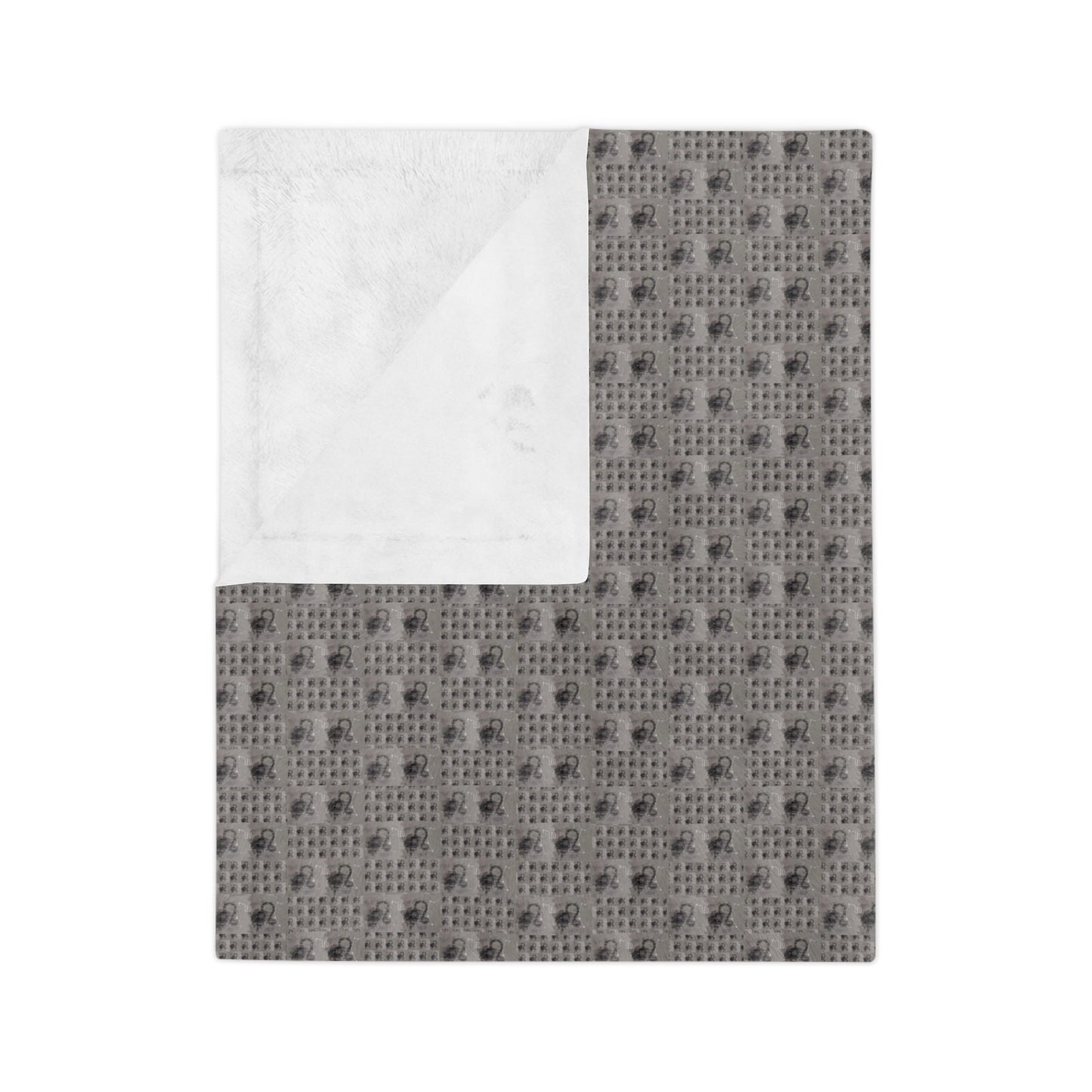 Leo Glyph Print Minky Velveteen Blanket