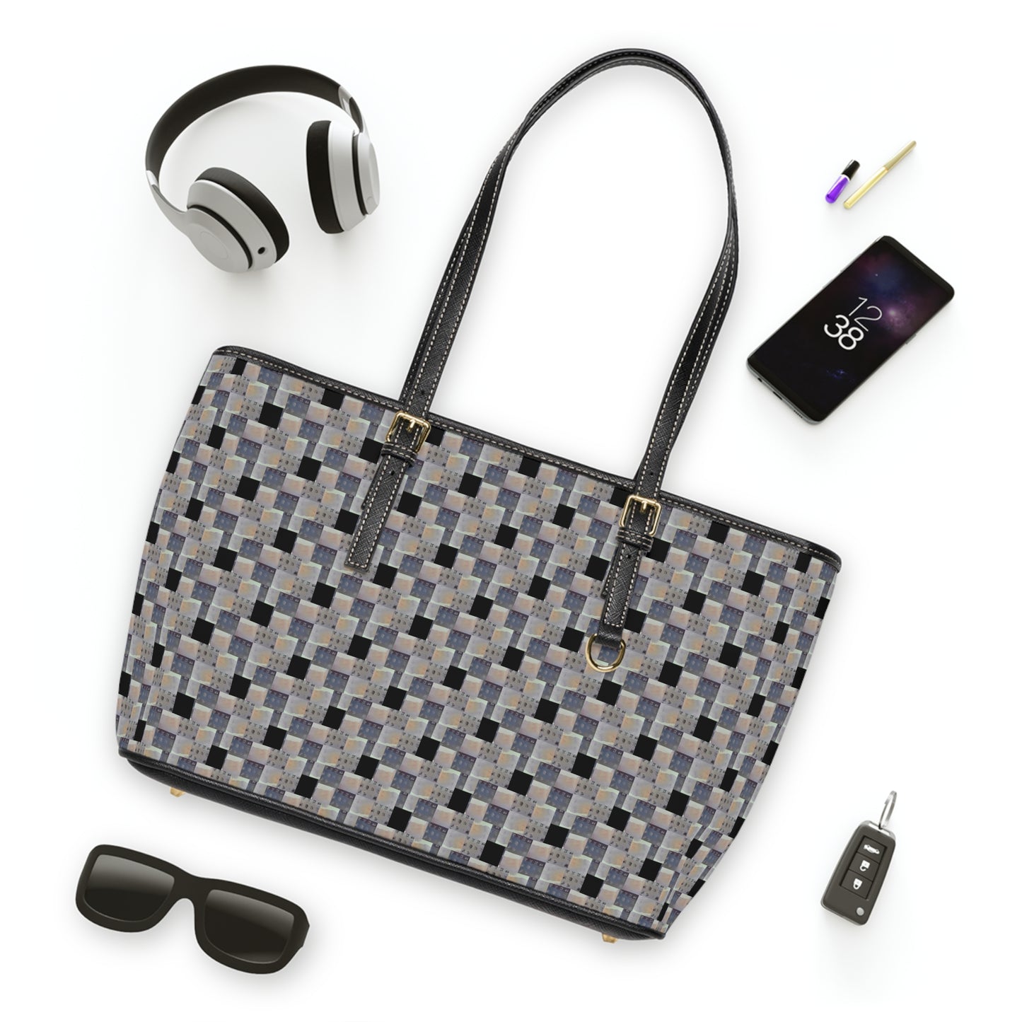 XYZodiacs 12 Zodiac Signs Checkered Print Vegan Tote Bag (Work/Play/Travel)