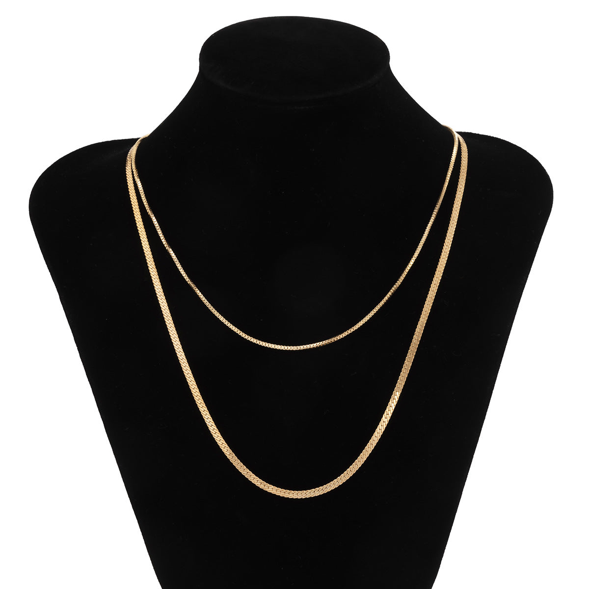 Men's Jewelry Fashionable simple double-layer flat snake chain design punk style all-match necklace