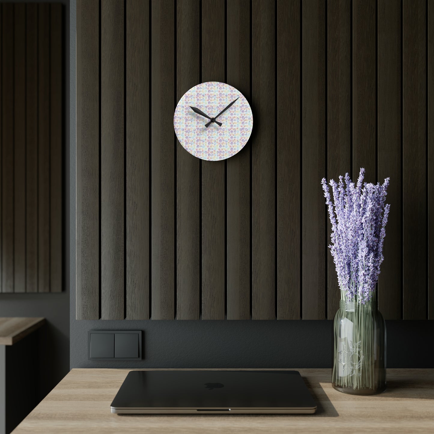 Wall Clock 7 Chakra Symbols